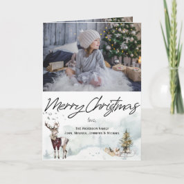 Cartão Rustic Woodland Animal Watercolor Foto de Natal
