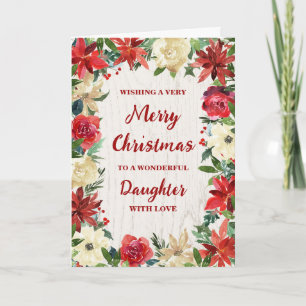 Cartão Rústica Filha Floral Feliz Natal