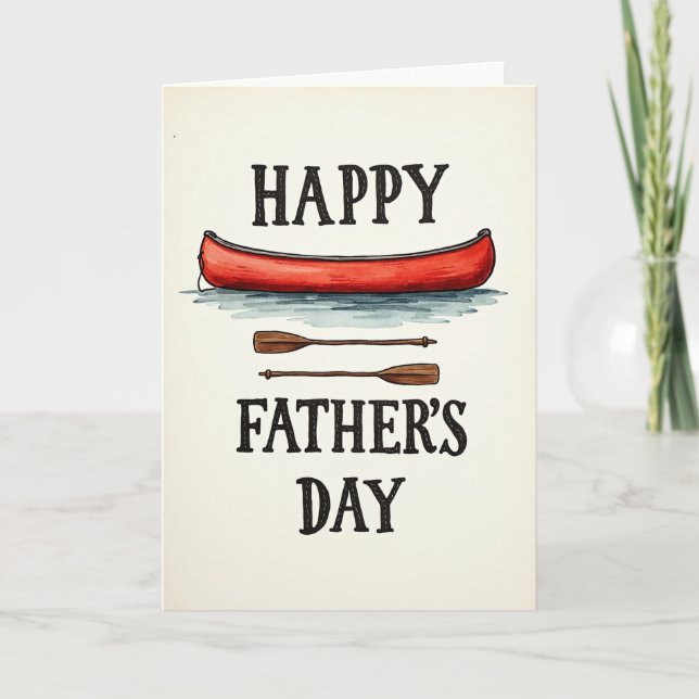 Cartão Rústico de Canoa para o Dia dos Pais (Frente)