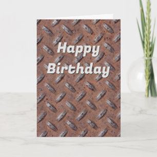 Cartão Rusty Diamond Plate Birthday