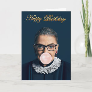Cartão Ruth Bader Ginsburg Chiclete Rosa Feliz Aniversári