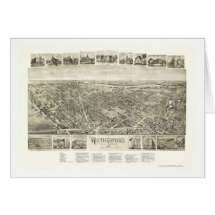 Cartão Rutherford, mapa panorâmico de NJ - 1904