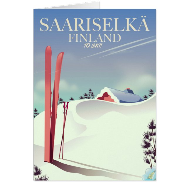 Cartão Saariselkä Finlândia ski poster (Frente)