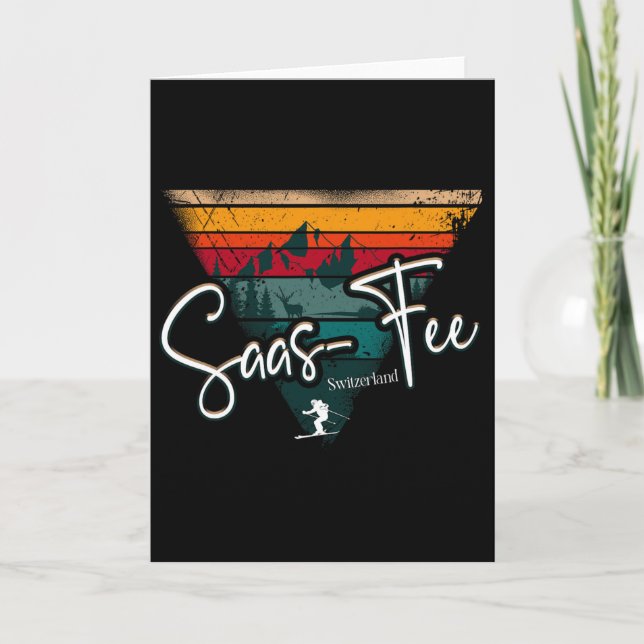 Cartão Saas-fee Ski Resort Swiss Alps Alpine Skiing Switz (Frente)