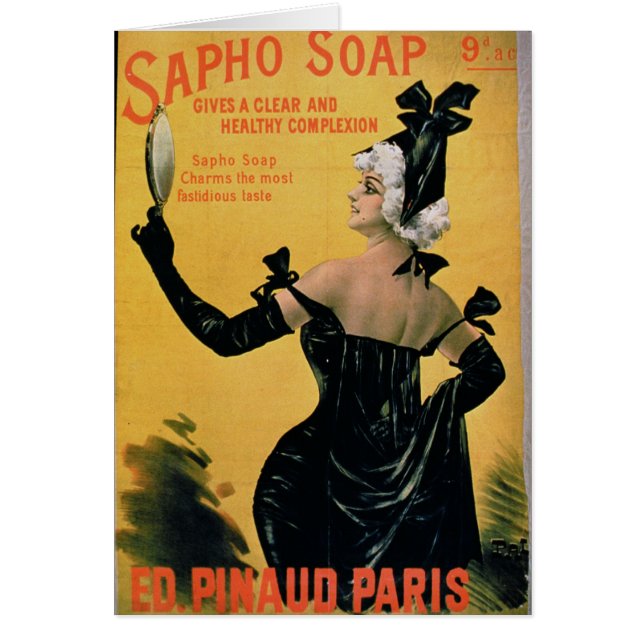 Cartão 'Sabão de Sapho - dá uma tez clara e saudável (Frente)