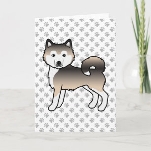Cartão Sable Alaskan Malamute Cute Cartoon Dog