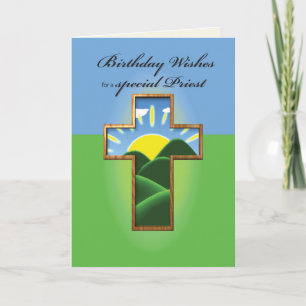 Cartão Sacerdote Cruzado de Aniversário