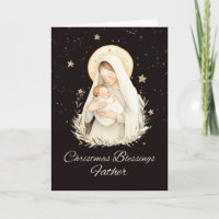 Sacerdote de Natal Beneficia Madonna e Criança