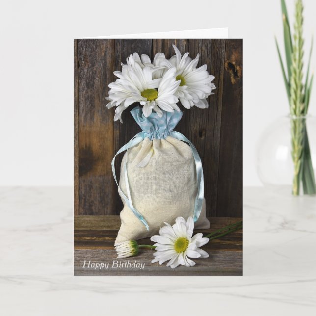 Cartão Saco de aniversário de margaridas (Frente)