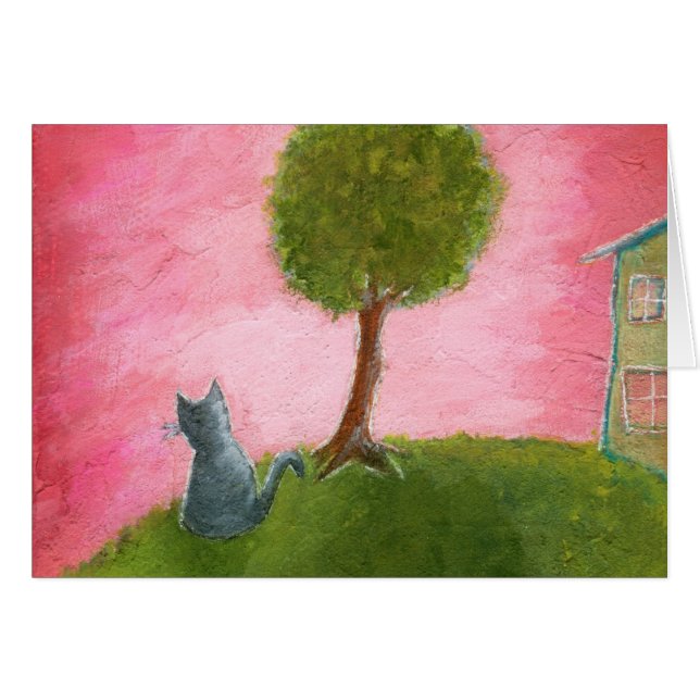 Cartão Saco de espera do deleite, arte lunática do gato (Frente horizontal)