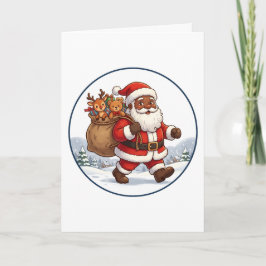 Cartão Saco de Natal do Papai Noel Negro com Ornamento de
