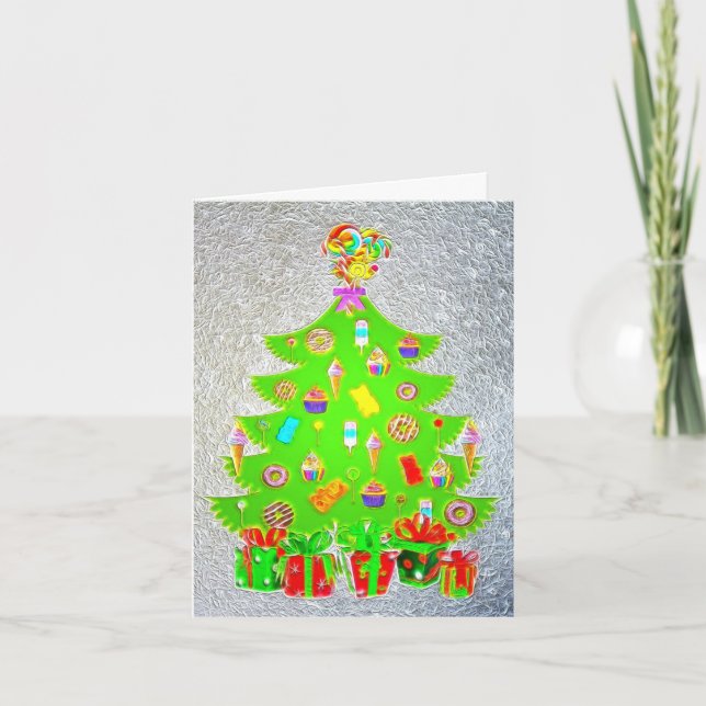 Cartão Saco de Presente Médio Árvore de Doces de Natal (Frente)