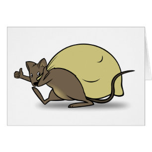 Cartão Saco do carregando do rato dos desenhos animados e