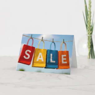 Cartão Sacos de Compras de Aniversário numa Corda de Roup