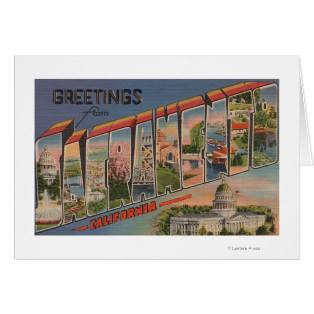 Cartão Sacramento, CaliforniaLarge Letter Scenes (Frente Horizontal)