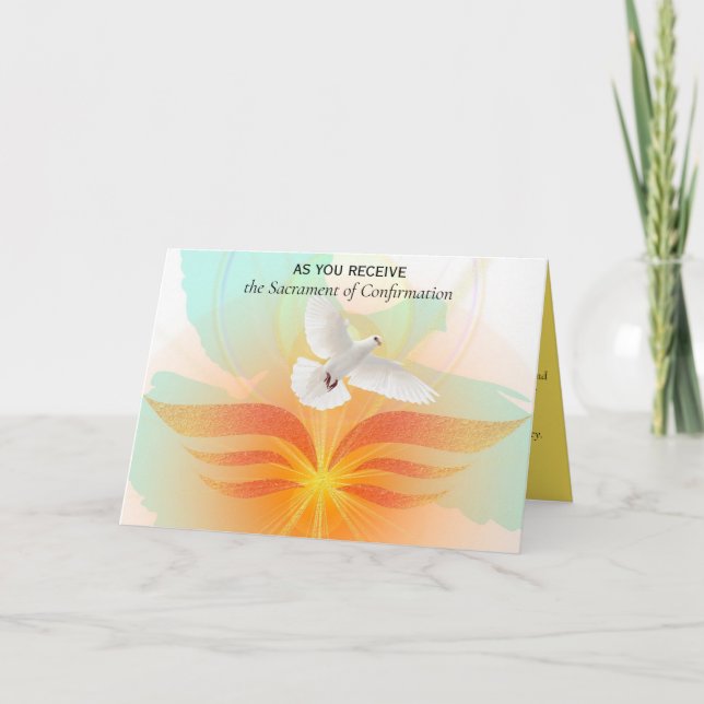 Cartão Sacramento Sagrado Espírito Editável da Confirmaçã (Frente)