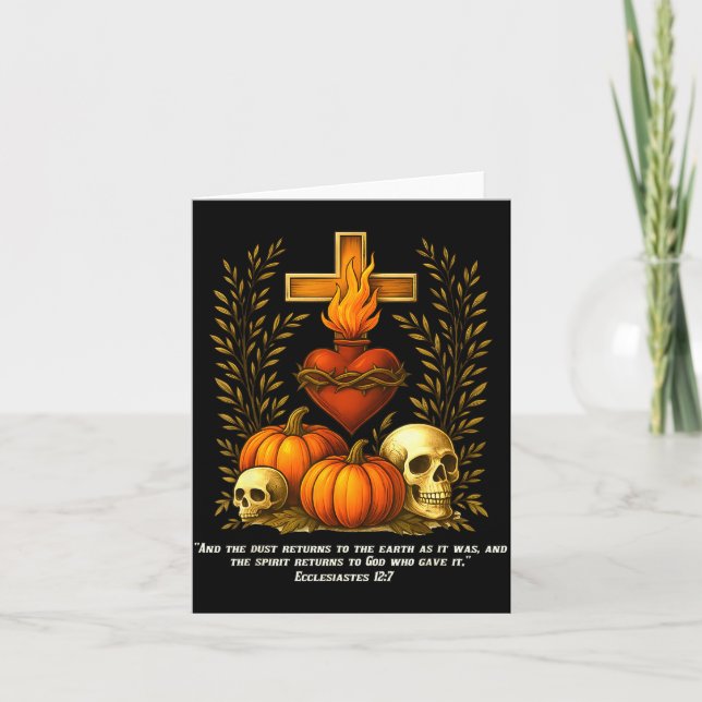 Cartão Sacred Heart Halloween Jesus Skulls Pumpkins Chris (Frente)
