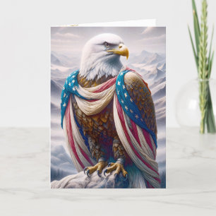 Cartão Sad Bald Eagle com bandeira 4 de julho