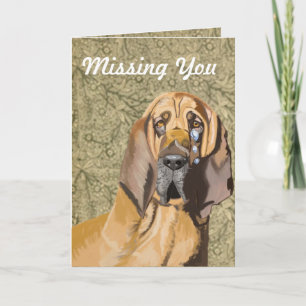 Cartão Sad Tearful Bloodhound “Missing You”