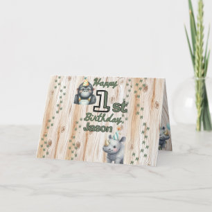 Cartão Safari Animal Gorilla Rhino Birthday