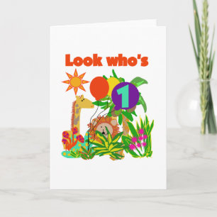 Cartão Safari Primeiro Aniversário Camisetas e Presentes