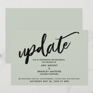 Cartão Sage de Atualização de Casamento Adiado com