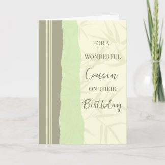 Cartão Sage Green e Beige Cousin Birthday