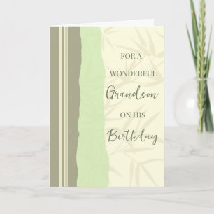 Cartão Sage Green e Beige Grandson Birthday