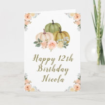 Sage Green e Peach Floral Pumpkins Aniversário