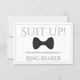 Cartão Sage Green Suit Up Be My Ring Bearer Arco Tie