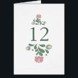 Cartão Sage Green Wildflower Wedding Table Number<br><div class="desc">Elegant sage green wildflower wedding stationery inspired by Hungarian folk floral motifs. This botanical table number design is perfect for rustic garden weddings, countryside receptions and romantic outdoor celebrations. The soft sage green palette with delicate blush pink floral accents creates a refined and timeless wedding table setting that pairs beautifully...</div>