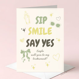 Cartão Sage + Yellow Doodle Bridesmaid Proposal