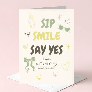 Cartão Sage + Yellow Doodle Bridesmaid Proposal