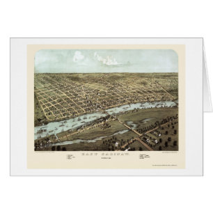 Cartão Saginaw do leste, mapa panorâmico do MI - 1867