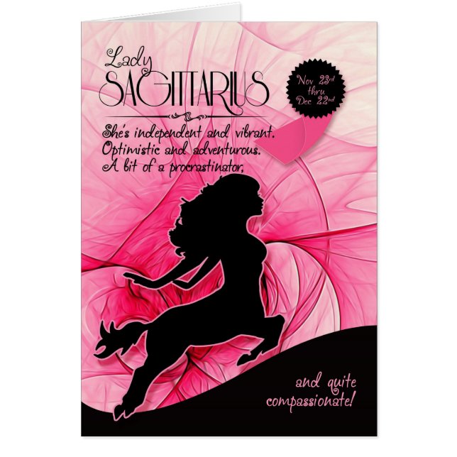 Cartão Sagittarius Birthday Sua Rosa 23 de novembro a 22  (Frente)