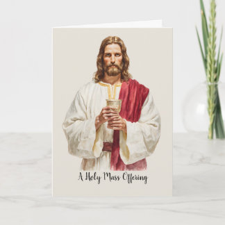 Cartão Sagrada Oferta de Missa Católica Jesus Eucaristia 
