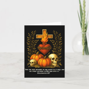 Cartão Sagrado Coração Halloween Jesus Caveiras Abóboras 