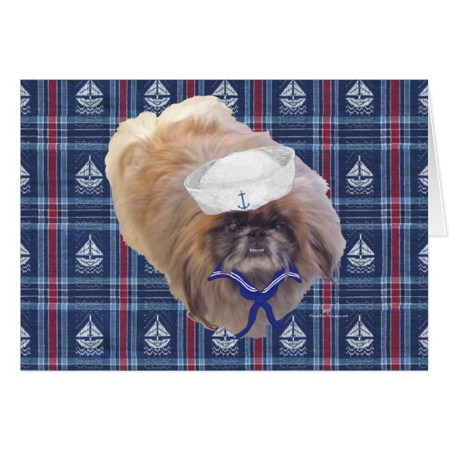 Cartão Sailor Pekingese (Frente Horizontal)