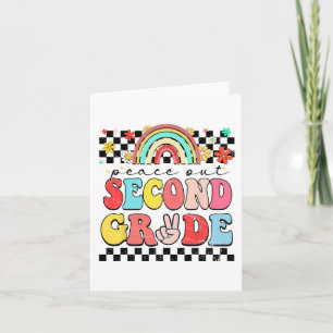 Cartão Saímos da 2ª série Retro Groovy Feliz Último Dia d