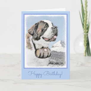 Cartão Saint Bernard Painting - Cute Original Dog Art