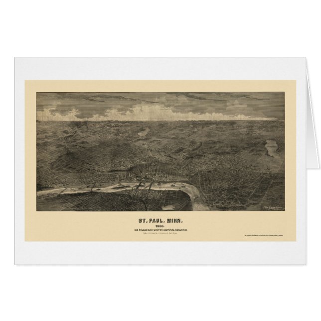 Cartão Saint Paul, mapa panorâmico do manganês - 1888 (Frente Horizontal)