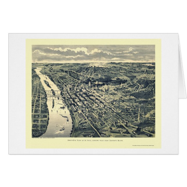 Cartão Saint Paul, mapa panorâmico do manganês - 1893 (Frente Horizontal)