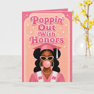 Cartão Sair Com Honrarias Formatura Menina Negra Rosa