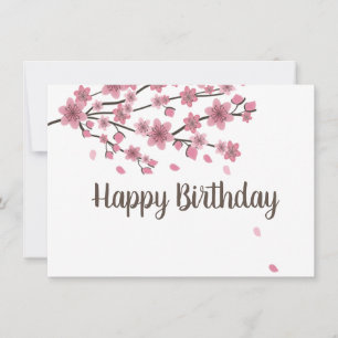 Cartão Sakura Floral Ombre Arte com Pétalas Caindo