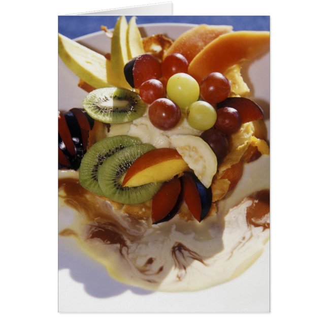 Cartão Salada de frutas com sorvete. (Frente)