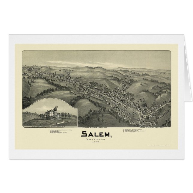 Cartão Salem, mapa panorâmico de WV - 1899 (Frente Horizontal)