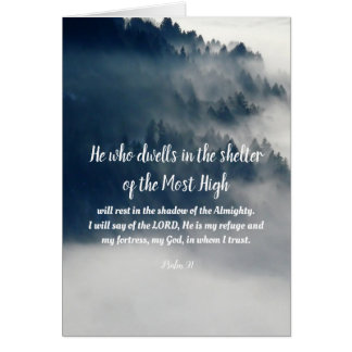 Cartão Salm 91 all text dentro, montanhas