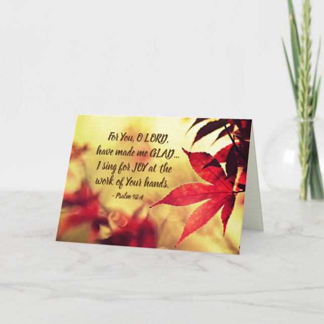 Cartão Salm 92:4 Para você, Ó SENHOR, me deixou feliz (Frente)