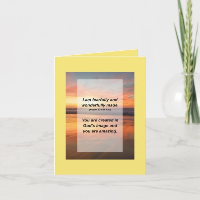 Cartão Salmo 149:14 Eu estou assustada e maravilhosamente (Frente)