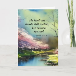 Cartão Salmo 23:2-3 Ele restaura minha Bíblia de alma Ver